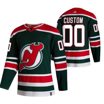 New Jersey Devils Custom Green Men's Adidas 202021 Reverse Retro Alternate NHL Jersey